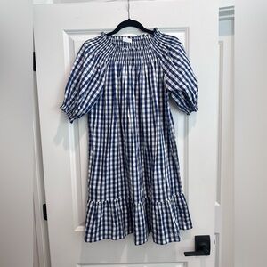 Blue Gingham Smocked Dress